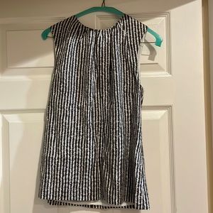 Tory Burch classic sleeveless blouse; brown and off white stripes